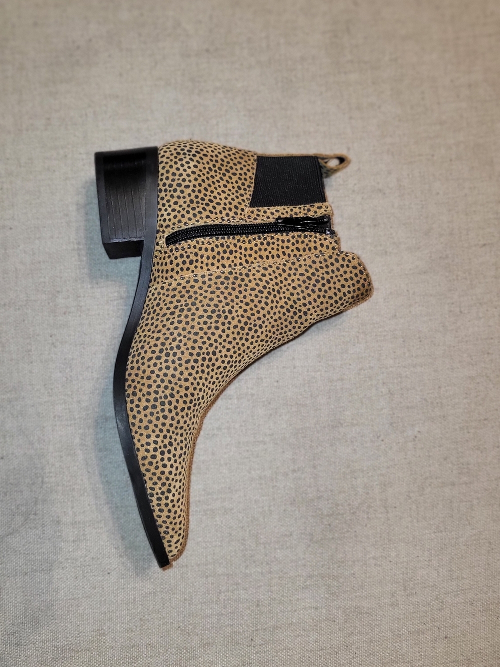 Crown Vintage Tan and Black Spotted Chelsea Ankle Bootie